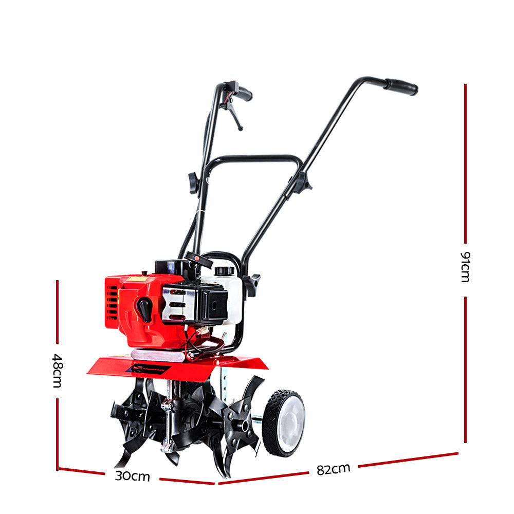 Garden Cultivator Tiller, 65CC, Petrol Rotary Hoe, 16 Tines