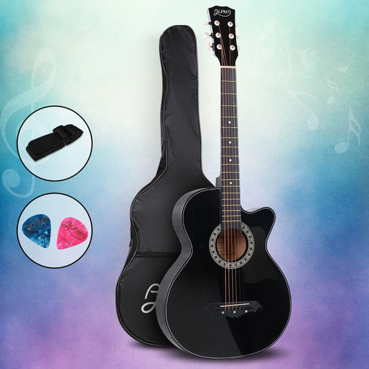 Acoustic Guitar ALPHA 38 Inch Wooden Black D