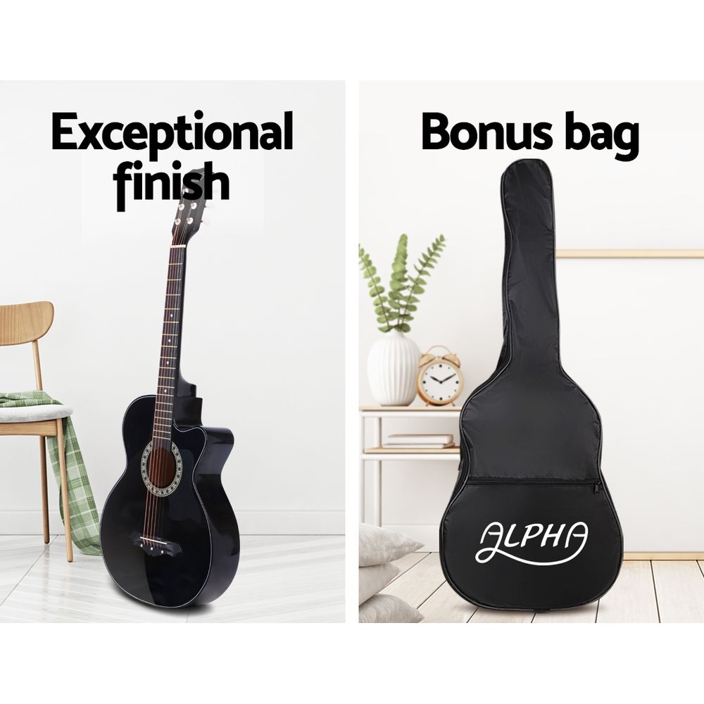 Acoustic guitar alpha with handles, panels and accessory pieces