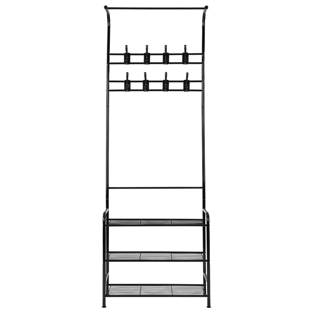 Clothes Rack Coat Stand Garment Portable Hanger Airer Organiser Shoe Storage Metal Black