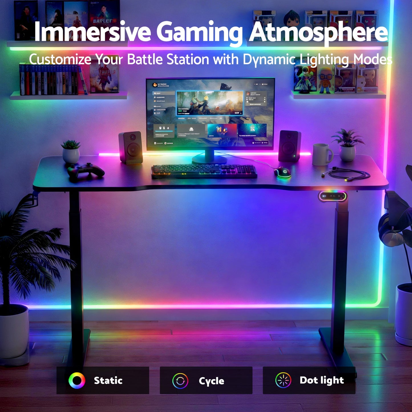 Standing Desk Motorised Gaming Desk 140CM - Black