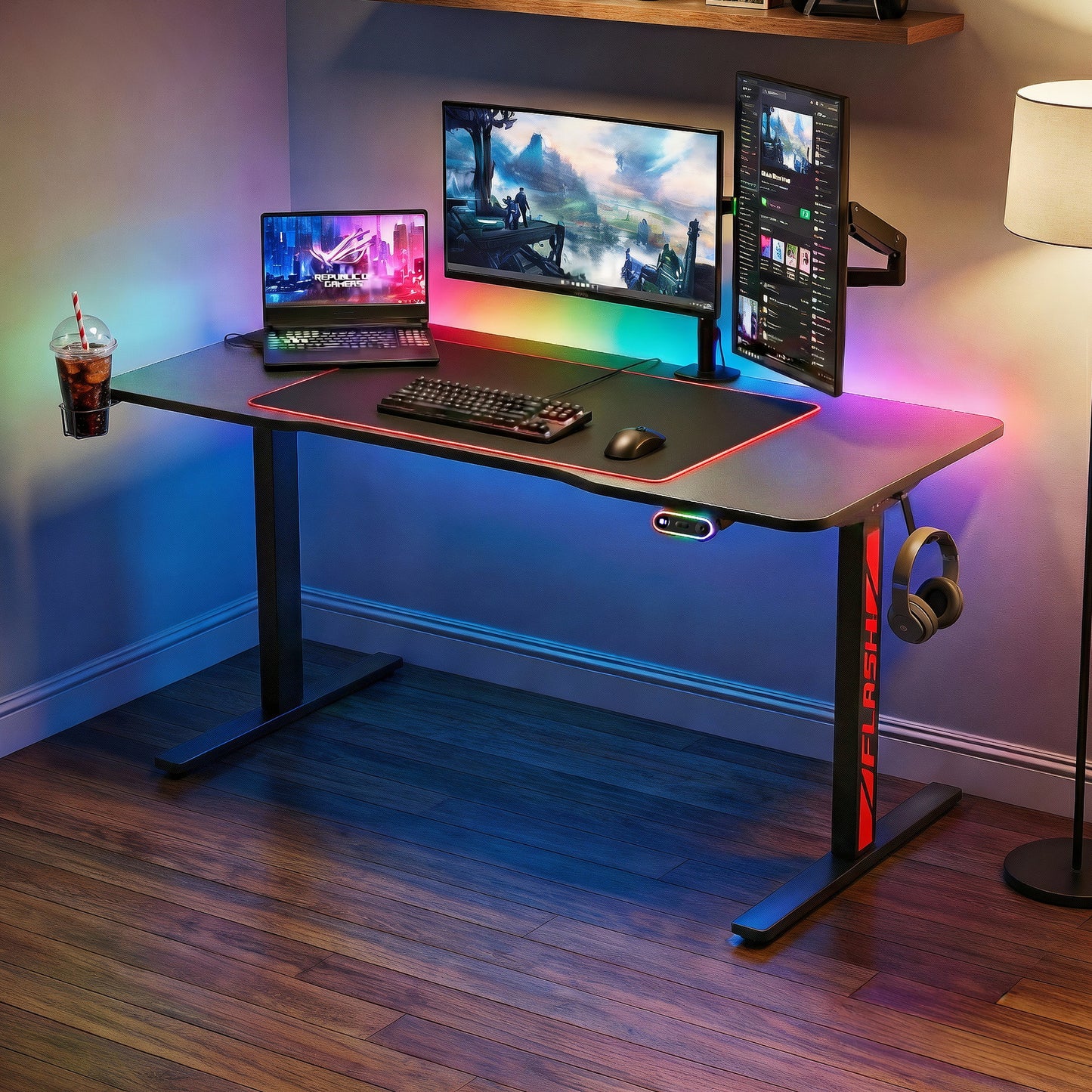 Standing Desk Motorised Gaming Desk 140CM - Black