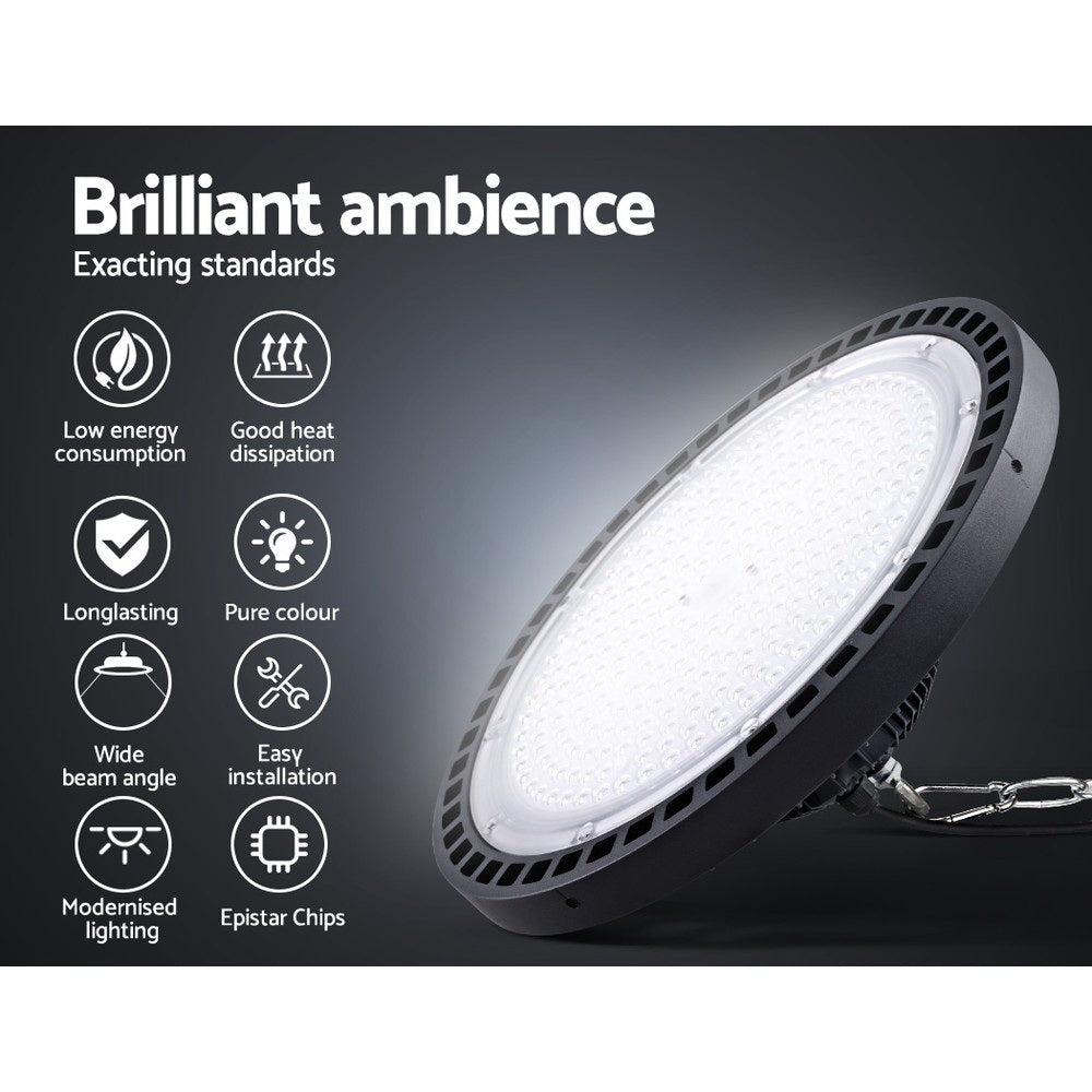 LED High Bay Light 200W Industrial Workshop Warehouse Gym - Black