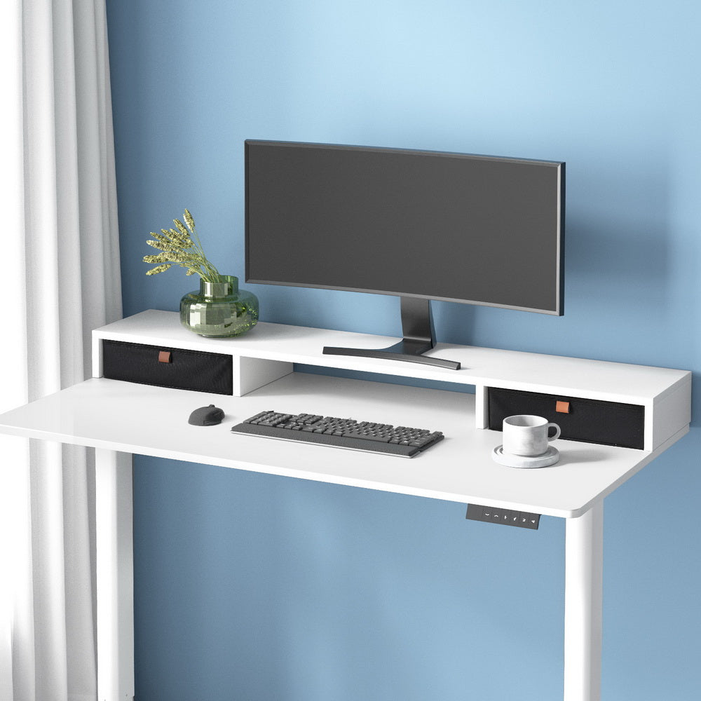 Standing Desk Desktop Storage Rack Shelf Removable Bookshelf with Drawer 120cm