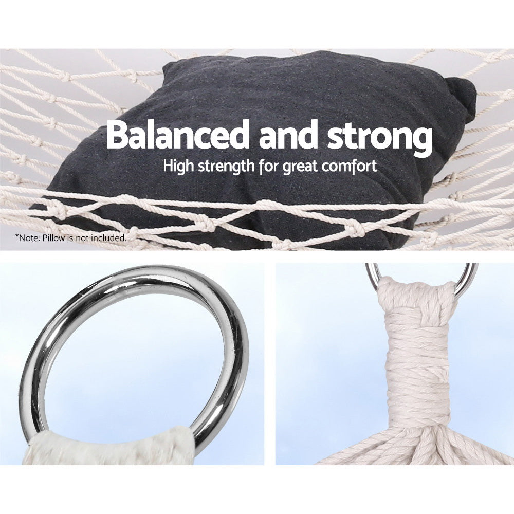 Swing hammock bed with side profile shown