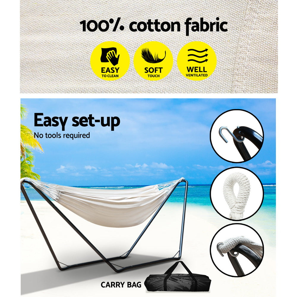 Bed frame with stand hammock