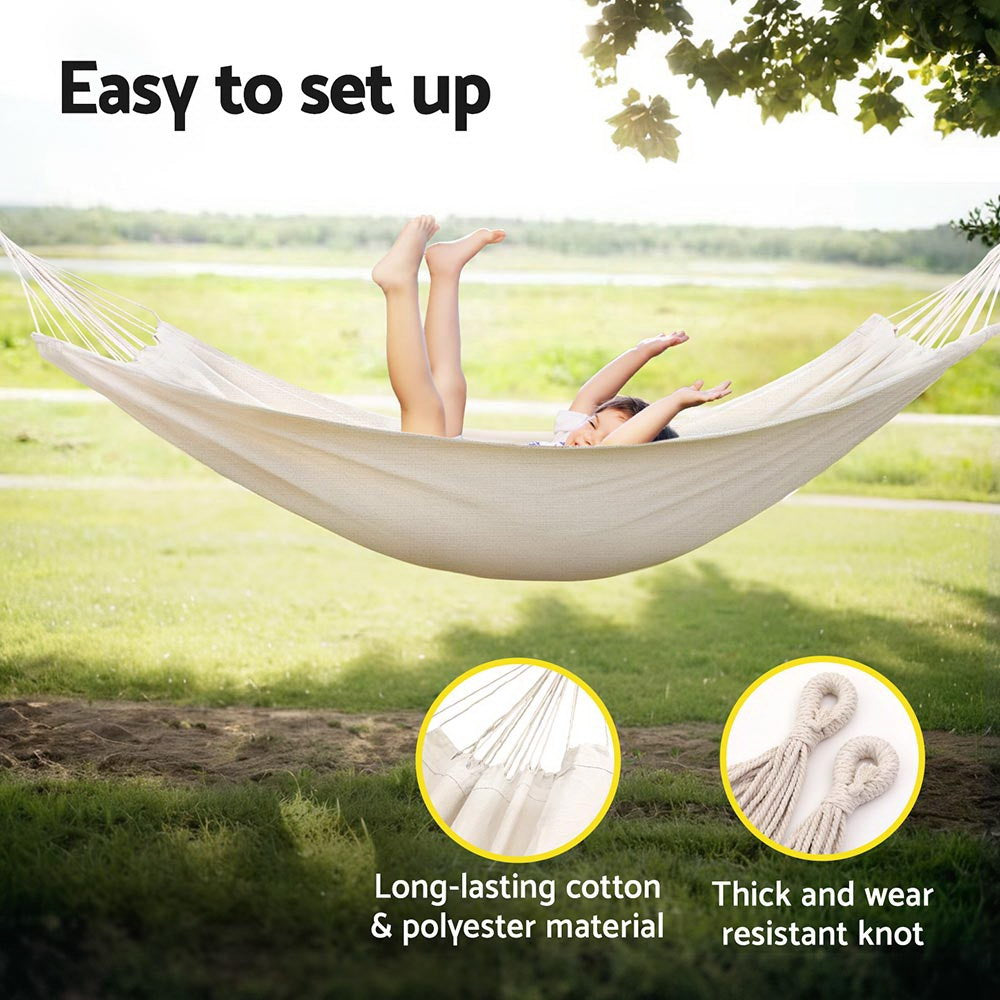 Hammock Bed with Travel Bag Outdoor Lounge Chair - Cream