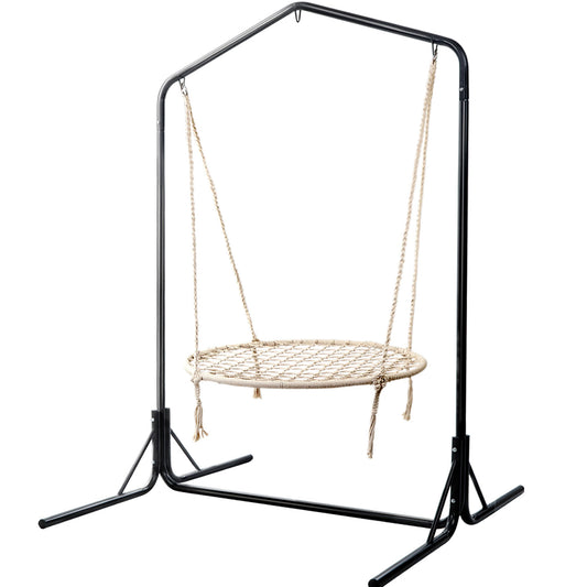 Kids Outdoor Nest Spider Web Swing Hammock Chair with Stand - Garden 100cm