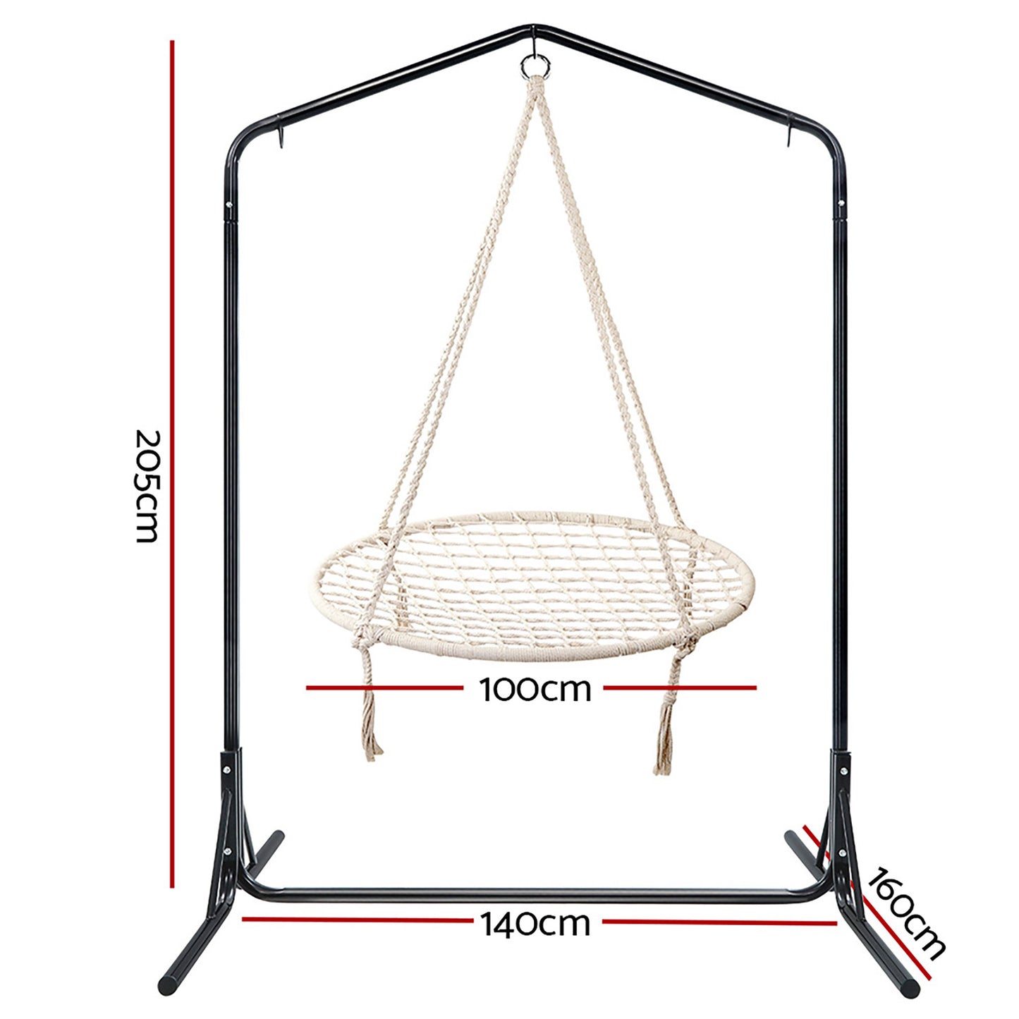 Kids Outdoor Nest Spider Web Swing Hammock Chair with Stand - Garden 100cm