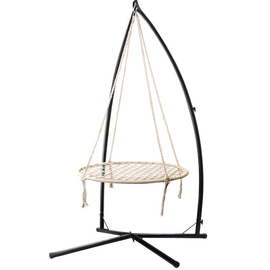 Kids Outdoor Nest Spider Web Swing Hammock Chair with Steel Stand - 100cm