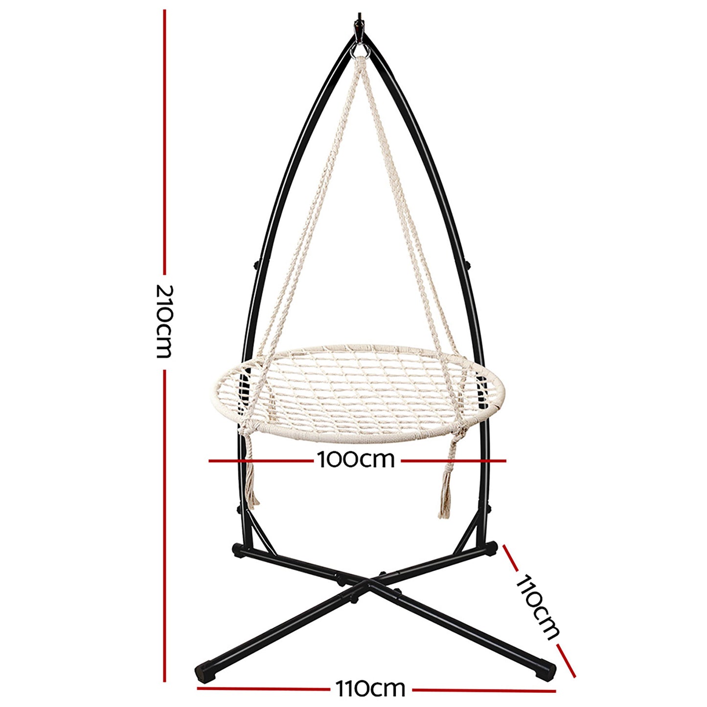 Kids Outdoor Nest Spider Web Swing Hammock Chair with Steel Stand - 100cm