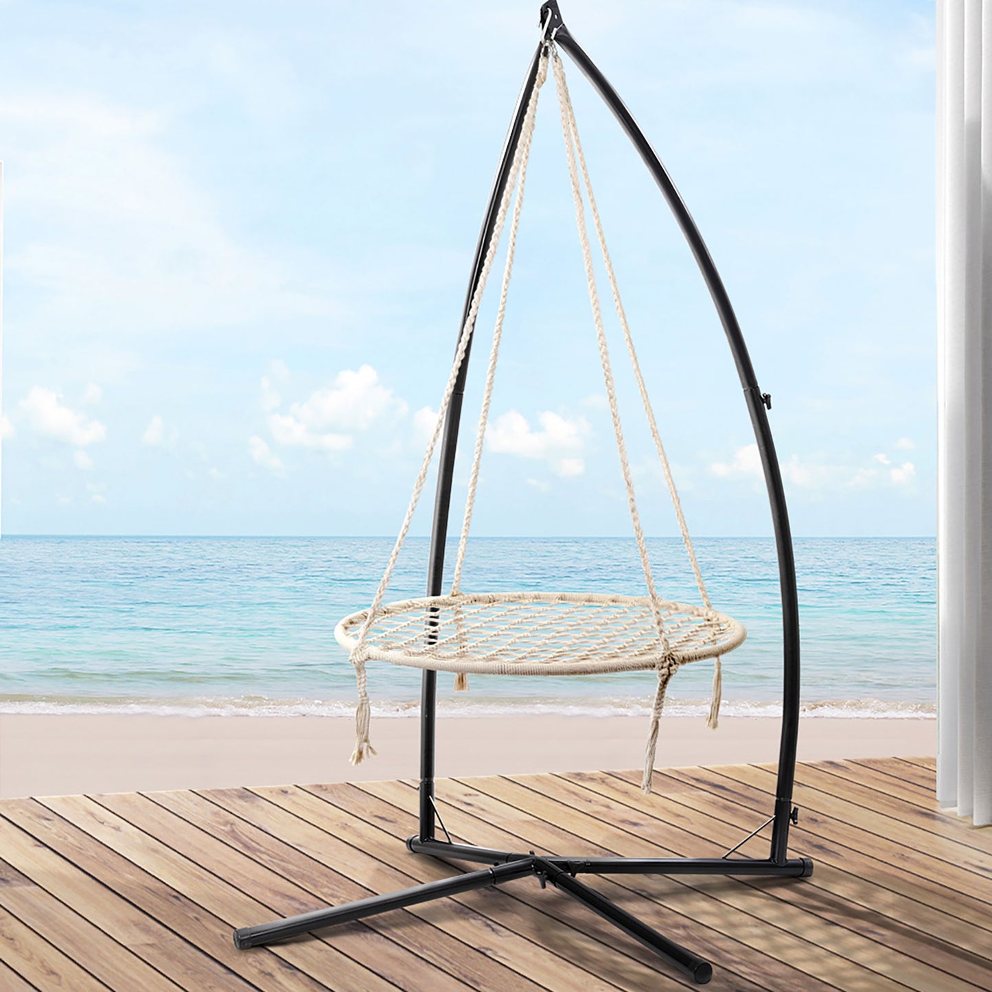 Kids Outdoor Nest Spider Web Swing Hammock Chair with Steel Stand - 100cm