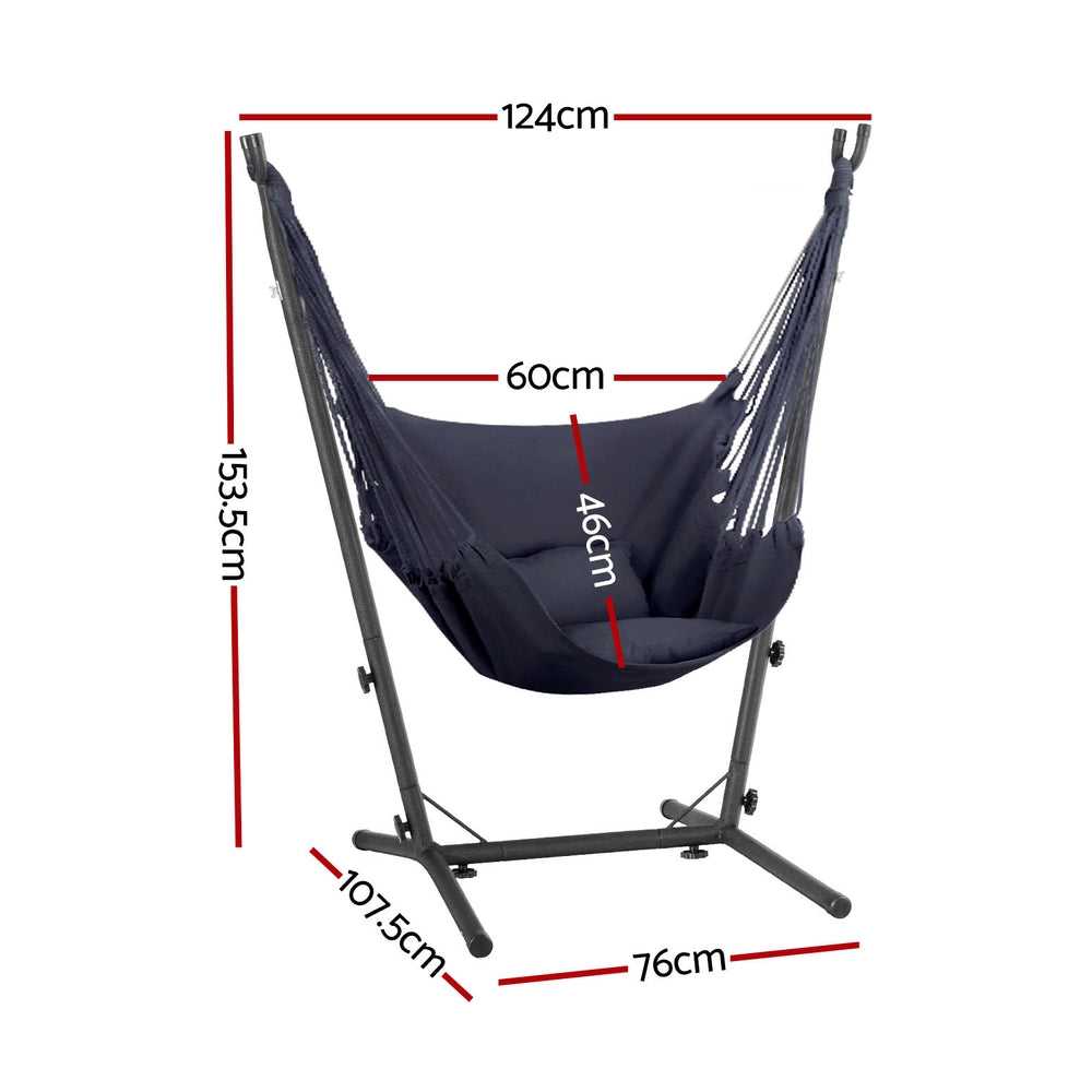 Hammock Chair Outdoor Camping Hanging with Stand Grey