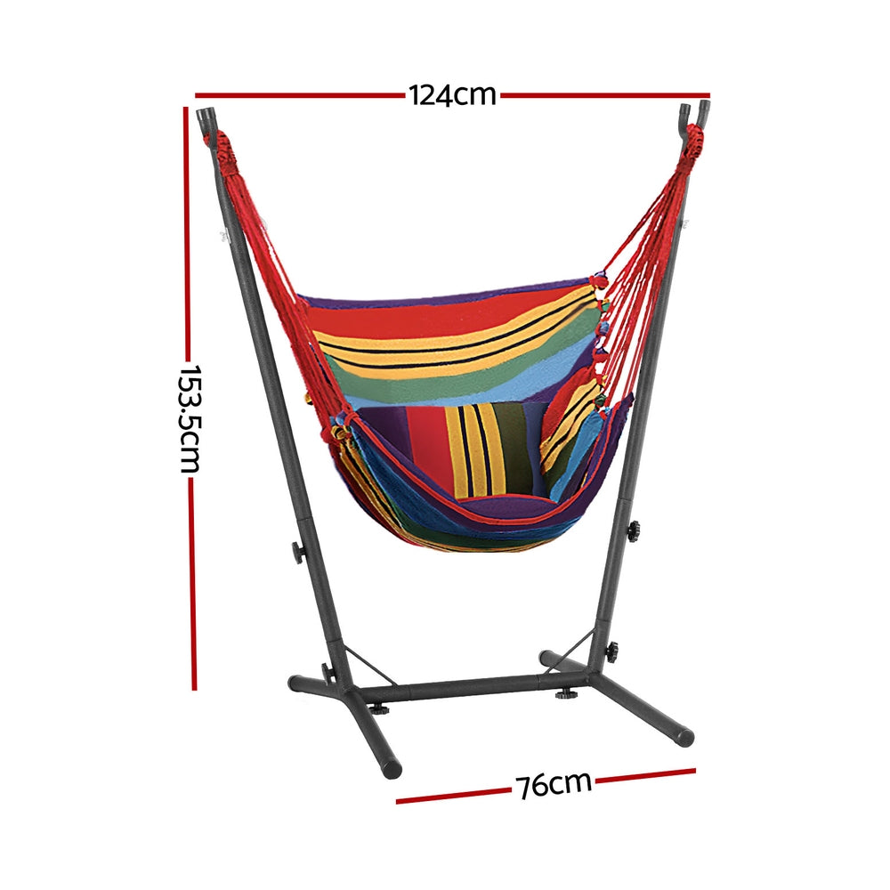 Hammock Chair Outdoor Camping Hanging with Stand Rainbow