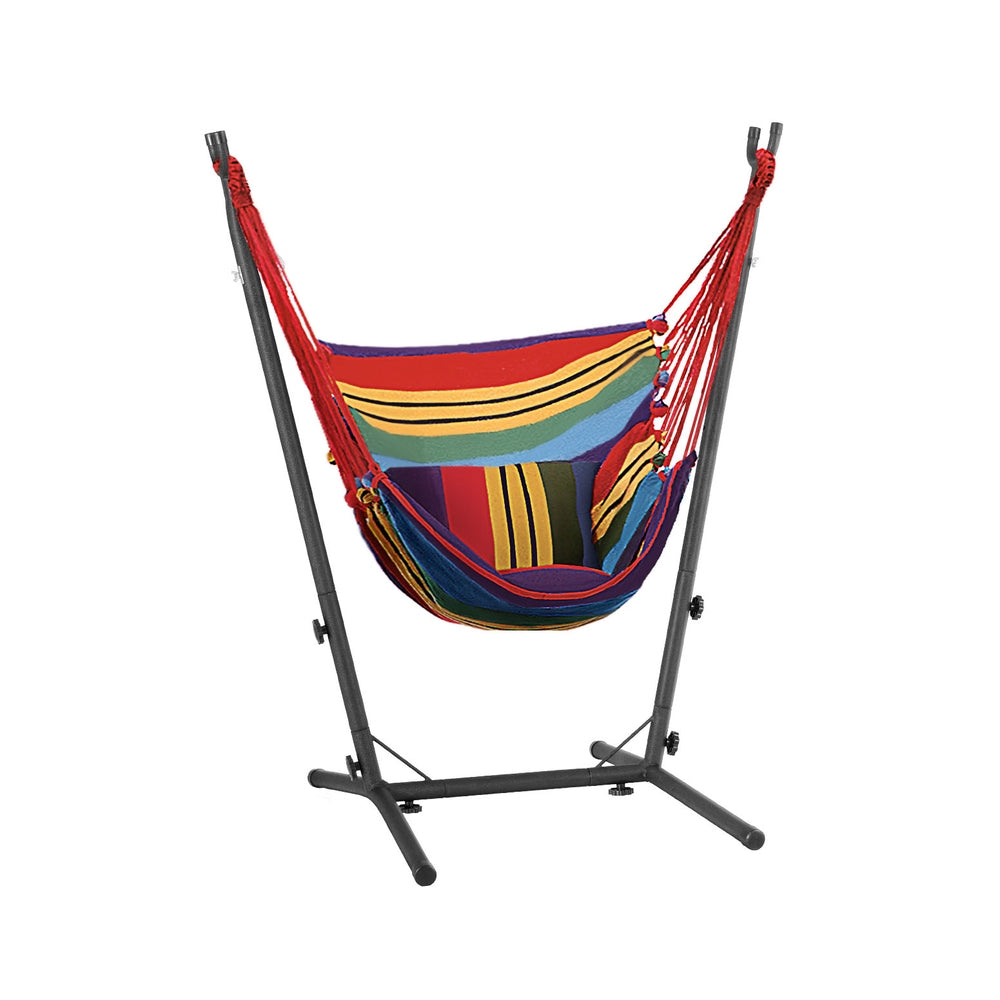 Hammock Chair Outdoor Camping Hanging with Stand Rainbow