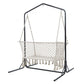 Double Swing Hammock Chair with Stand - Macrame Outdoor Bench Seat