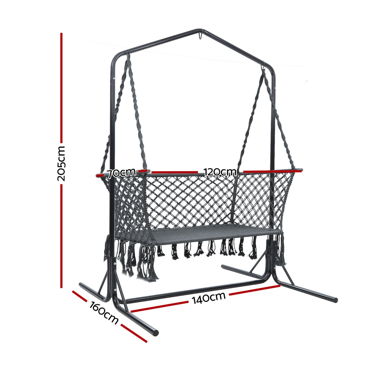 Outdoor Swing Hammock Chair with Stand Frame - 2 Seater Bench Furniture