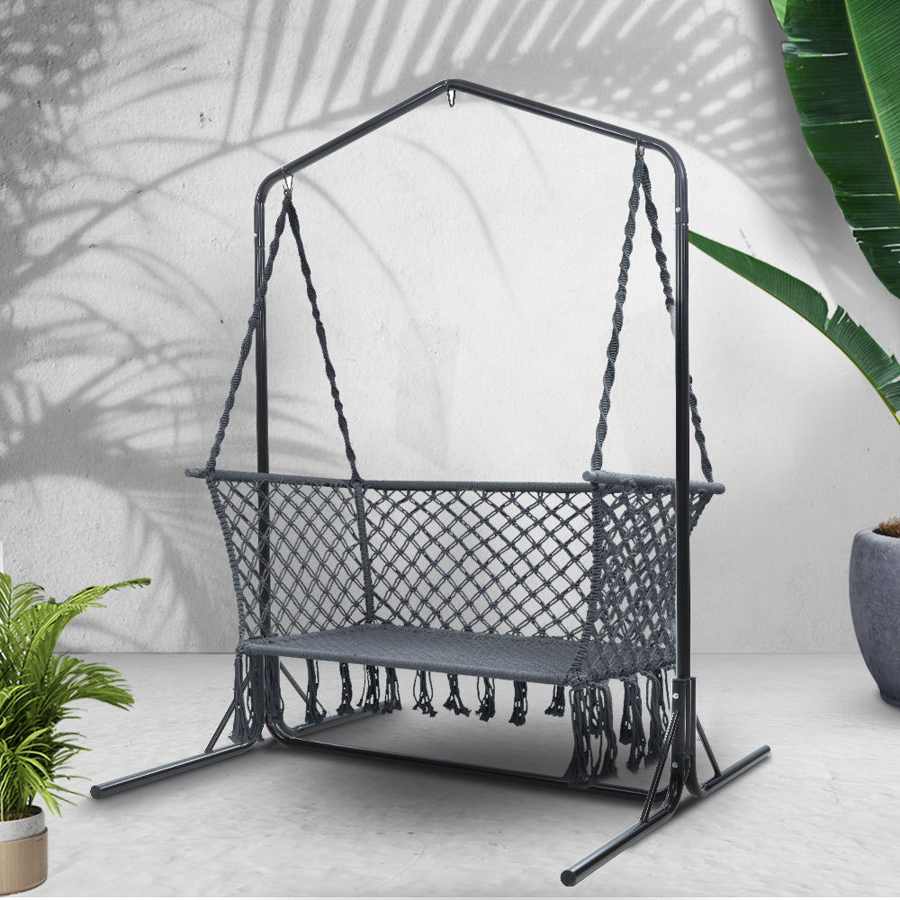 Outdoor Swing Hammock Chair with Stand Frame - 2 Seater Bench Furniture
