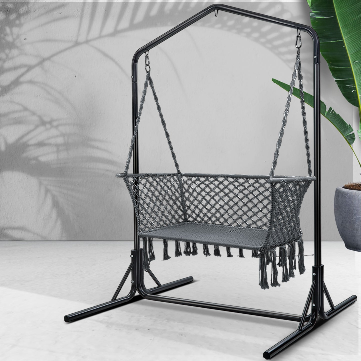 Outdoor Swing Hammock Chair with Stand Frame - 2 Seater Bench Furniture