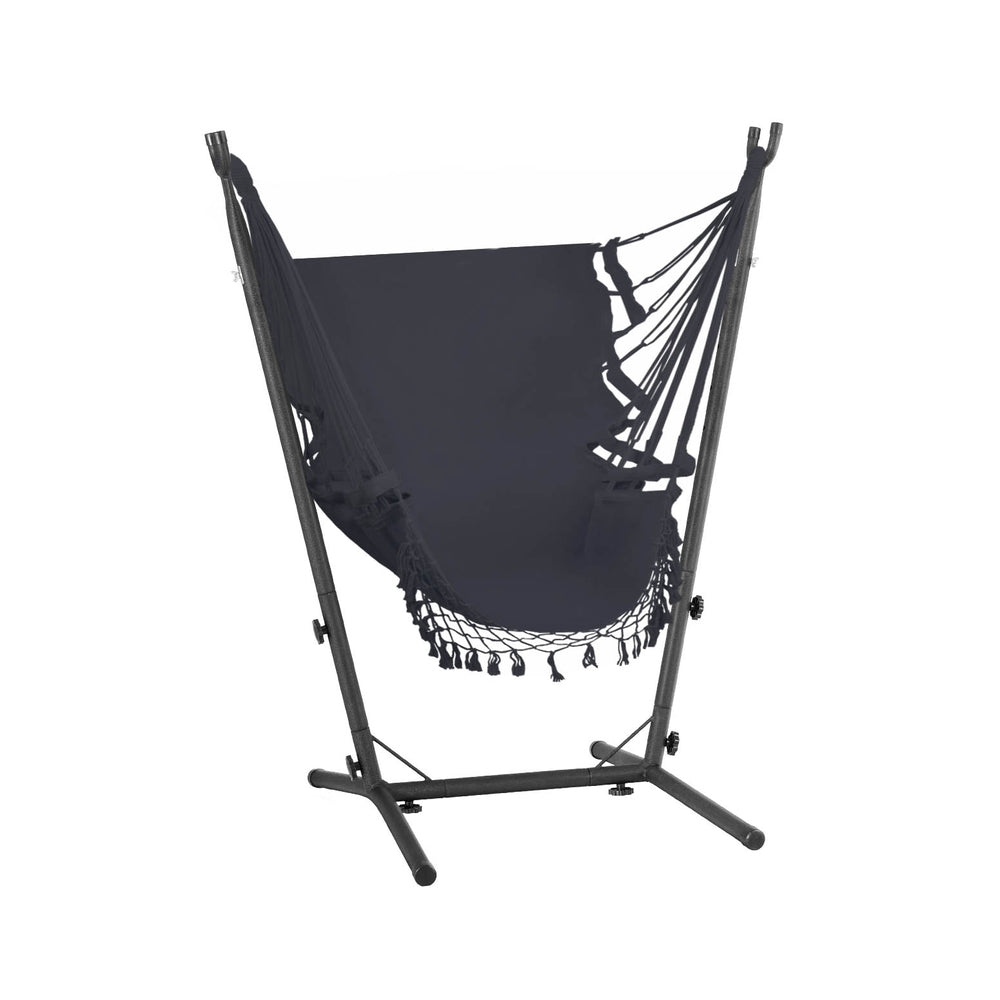 Hammock Chair Outdoor Camping Hanging with Stand Grey