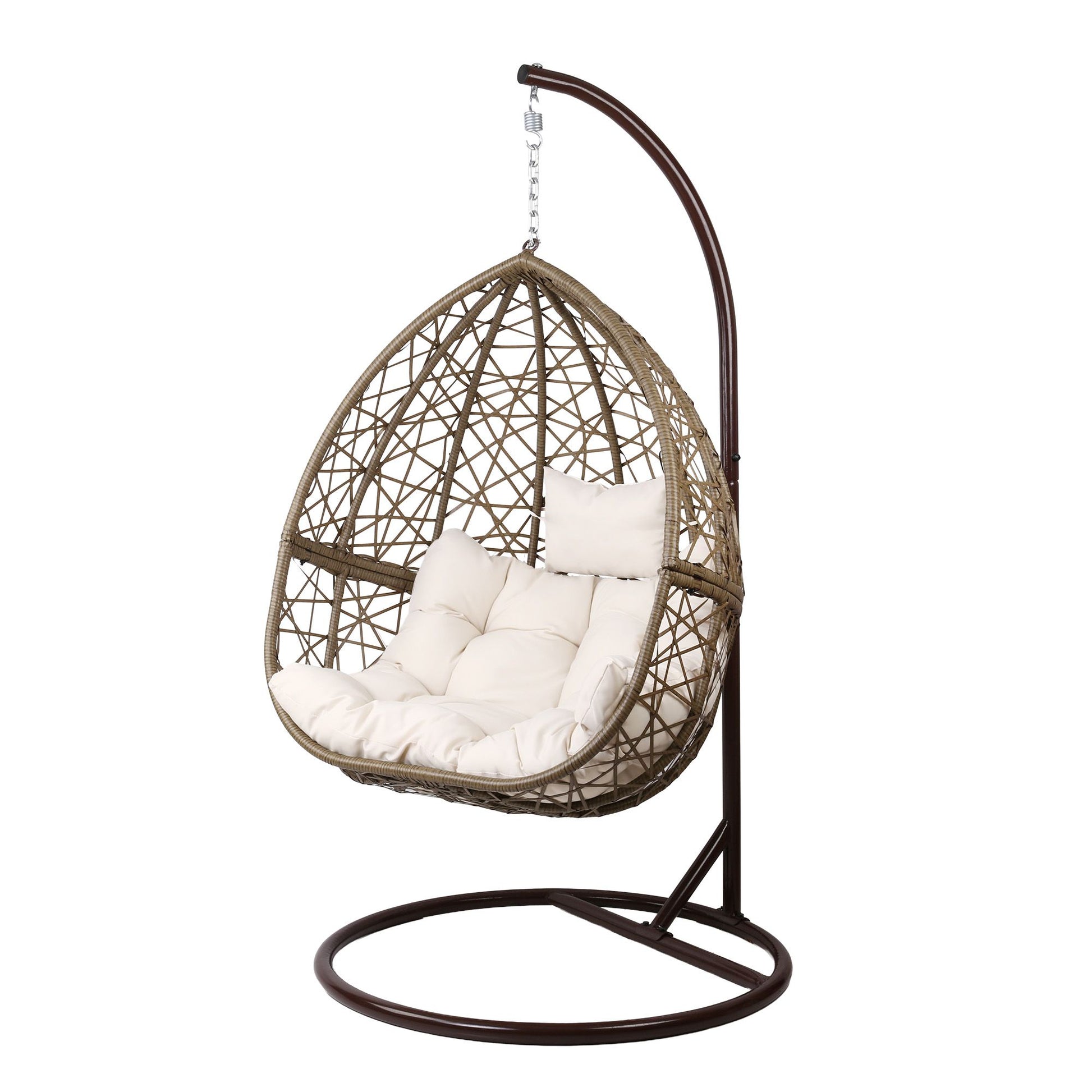Swing Chair Brown Egg Ran Lacr Outdoor Hanging