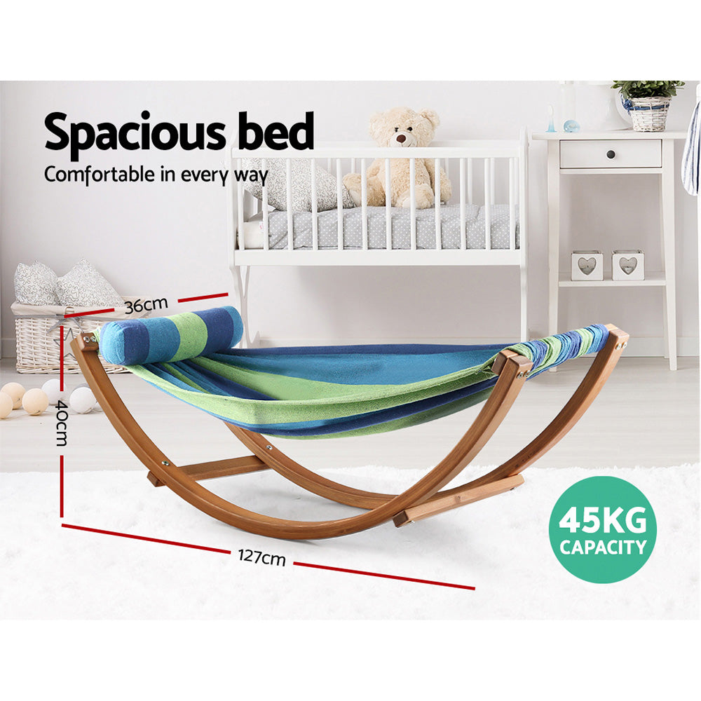Kids Timber Hammock Bed Swing, Blue