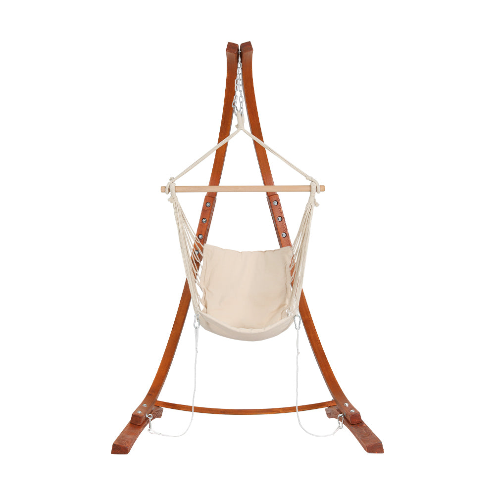Hammock Chair Timber Outdoor Furniture Camping with Stand White