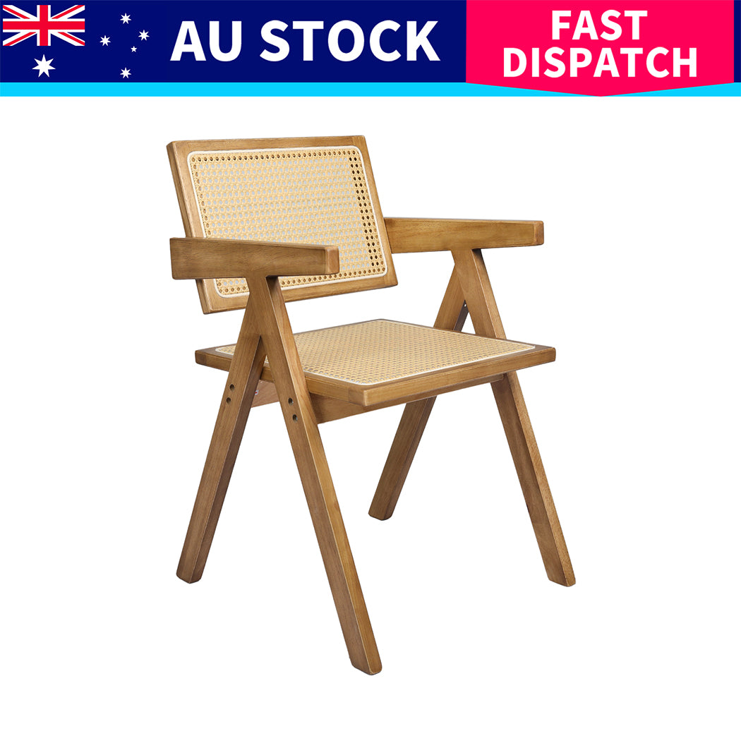 Levede 4x Dining Chair Solid Wood Rattan