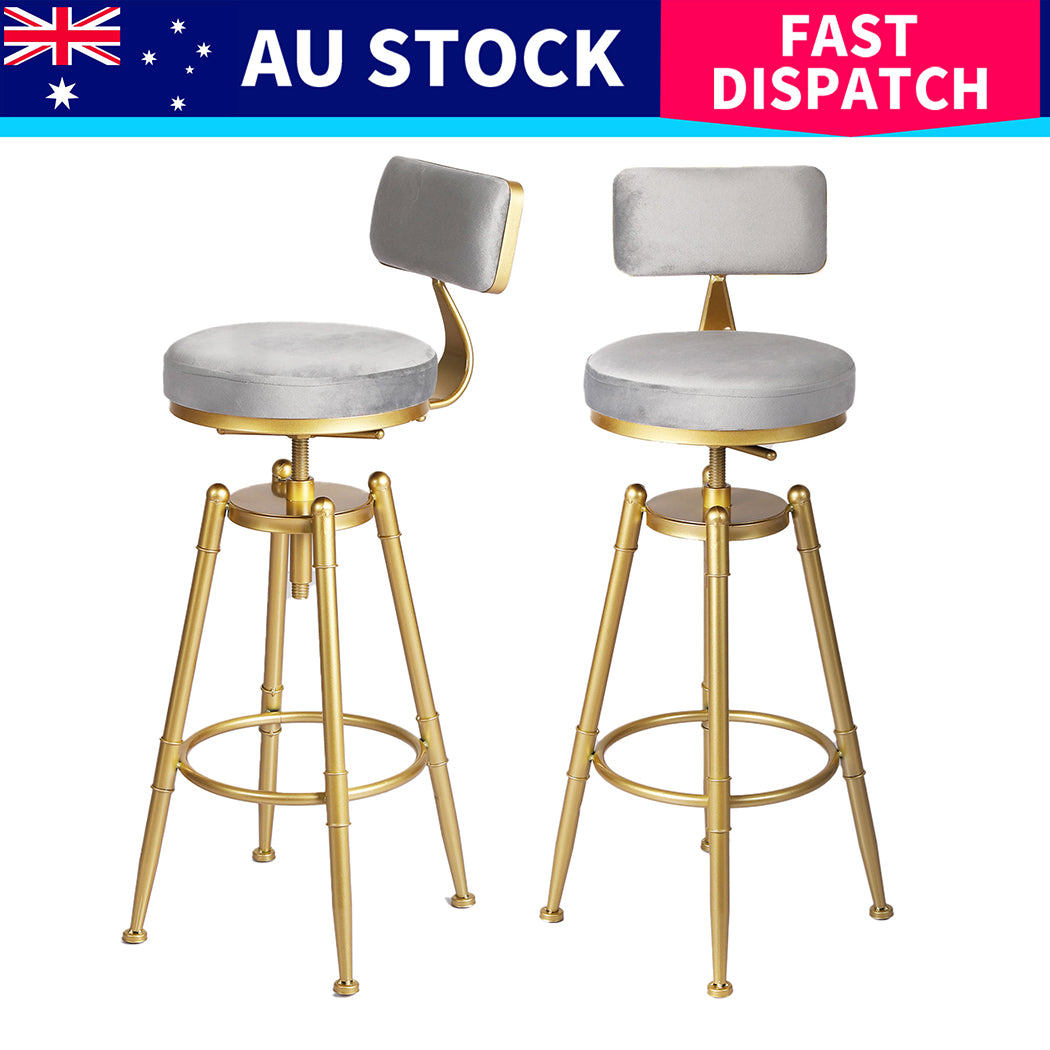 Levede 4x Swivel Bar Stools Kitchen Bar Chair Grey
