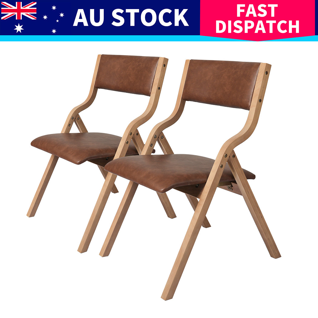 Levede 8x Dining Chairs Foldable PU Tan