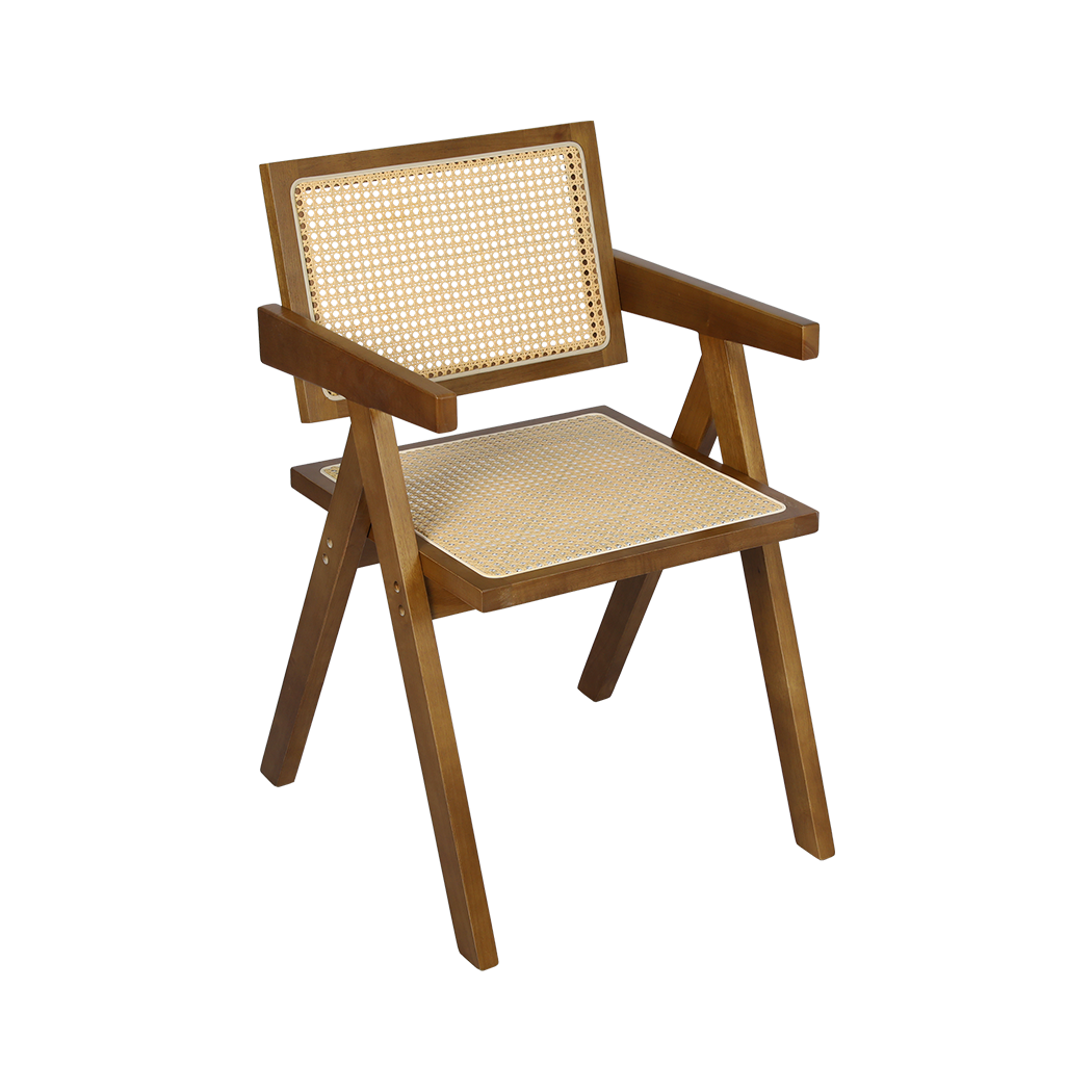 Levede 6x Walnut Wicker Armchair Dining Chair