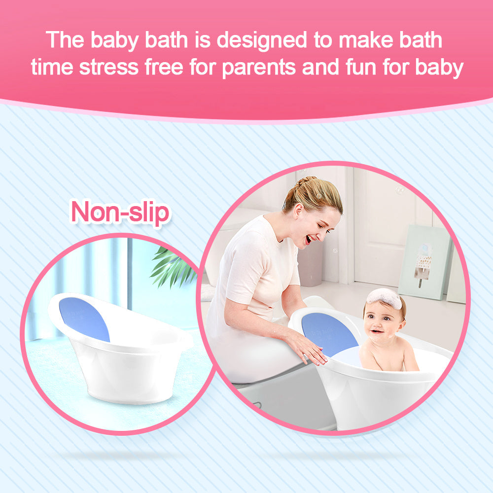 Blue Baby Bath With Backrest & Bum Bump Support
