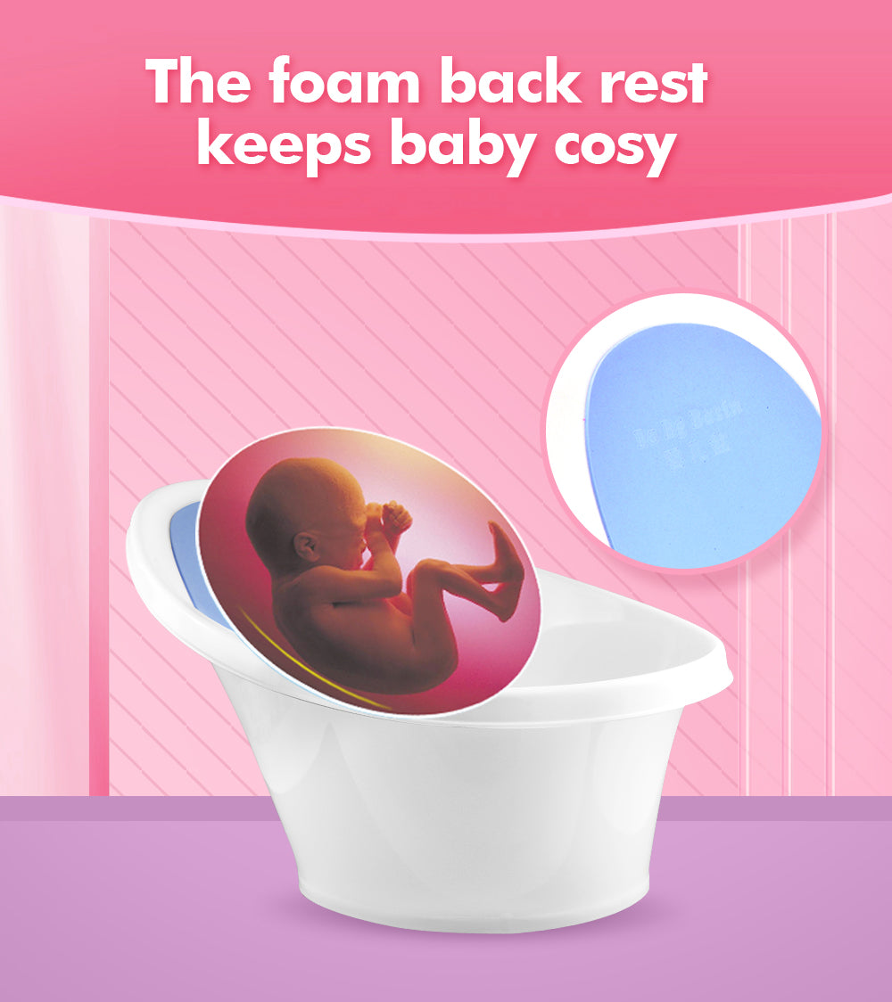 Blue Baby Bath With Backrest & Bum Bump Support