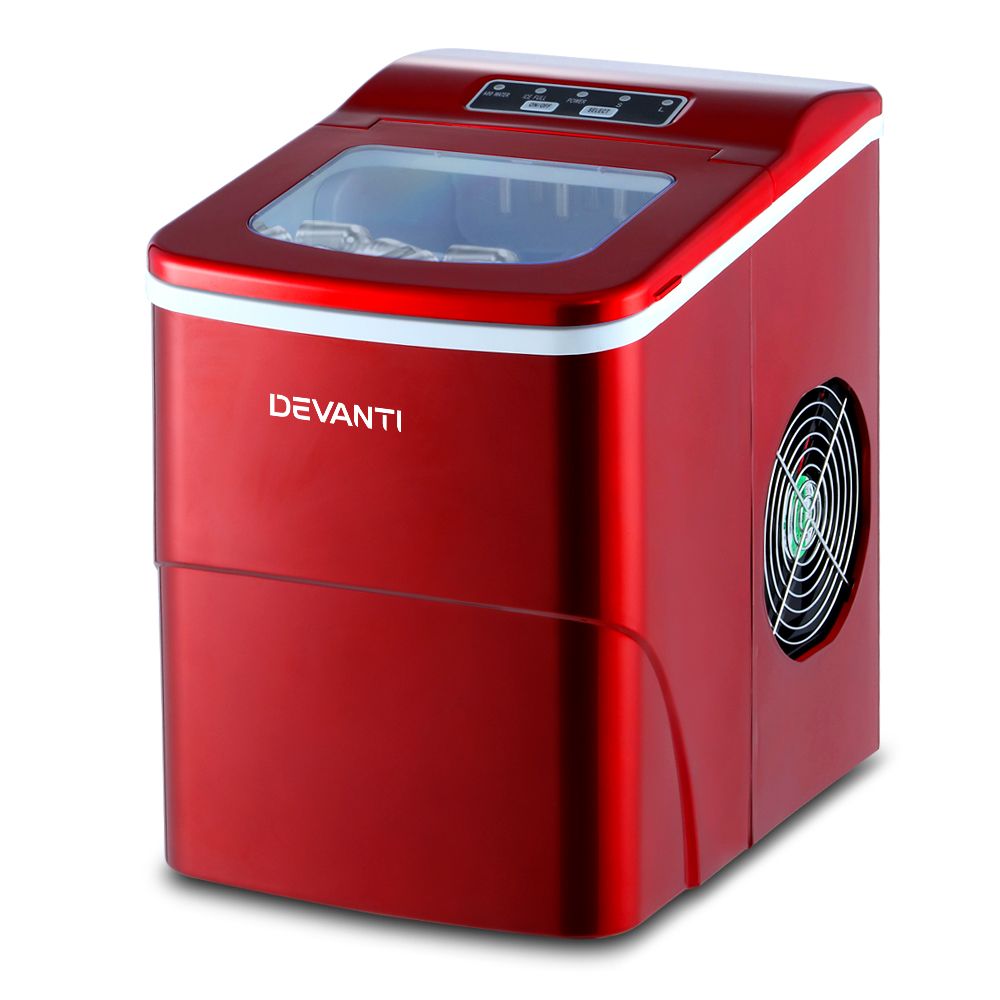Portable Ice Cube Maker Machine 2L Home Bar Benchtop Easy Quick - Red