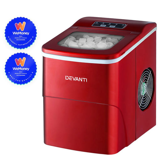 Portable Ice Cube Maker Machine 2L Home Bar Benchtop Easy Quick - Red