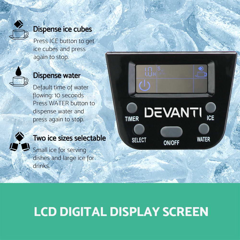 Ice Cube Maker & Water Dispenser 2L Portable - Silver
