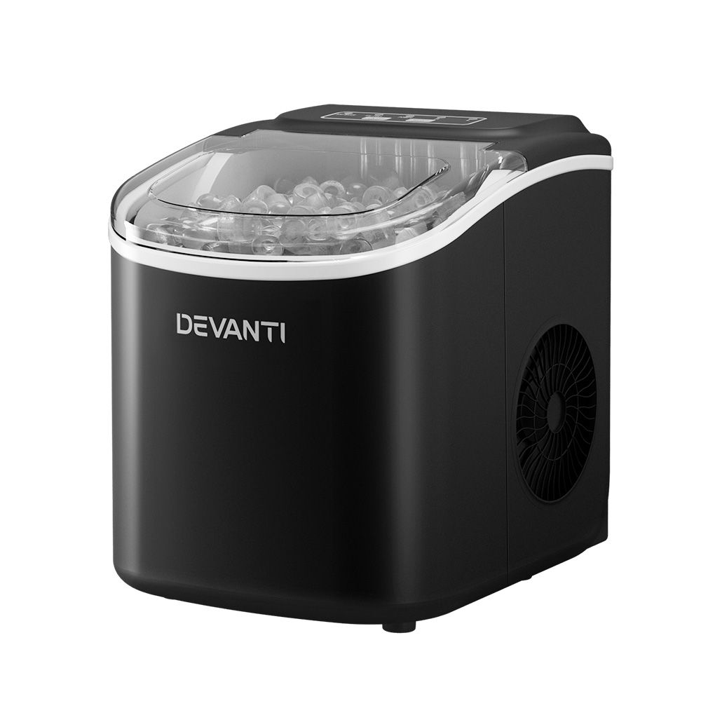 Portable Ice Maker Machine Ice Cube Tray 12kg Bar Countertop - Black