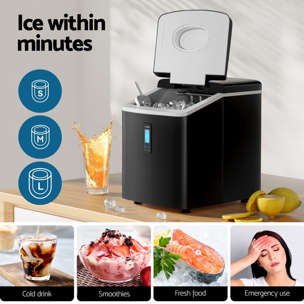 Ice Cube Maker 3.2L Portable Machine Benchtop Counter - Black