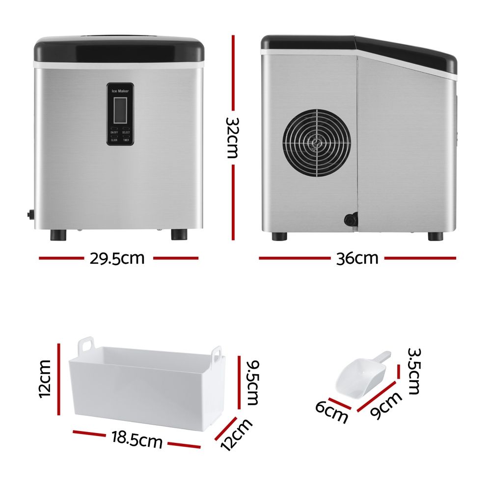Portable Ice Cube Maker 3.2L, Stainless Steel