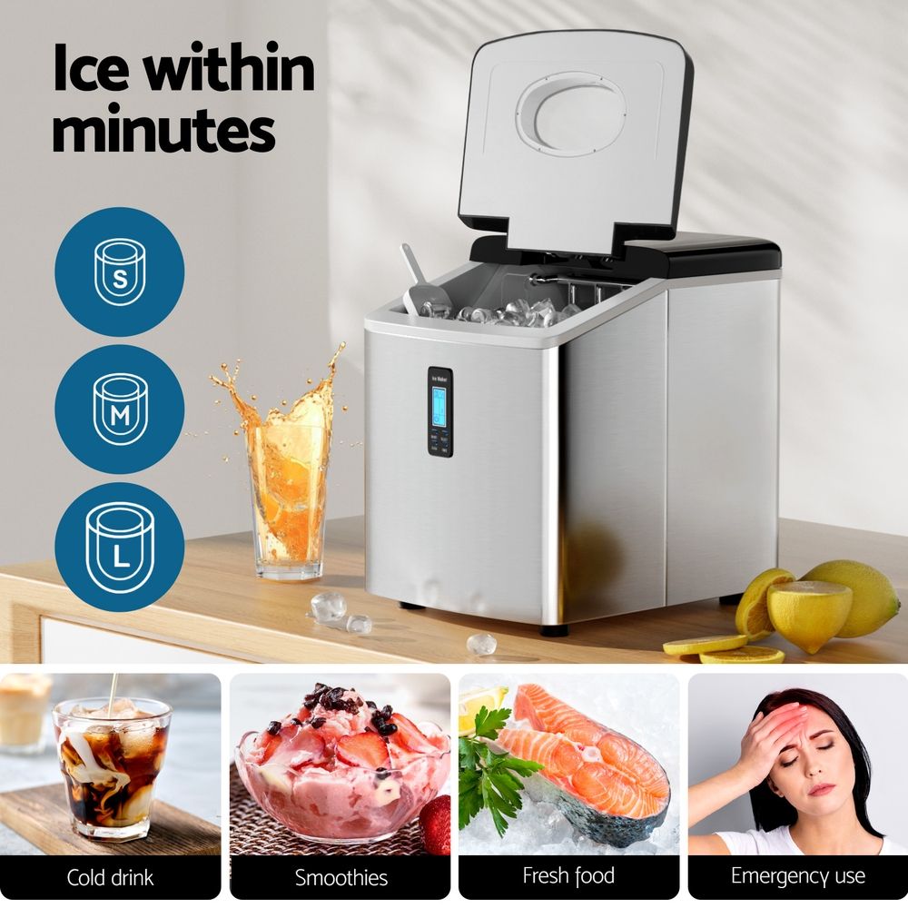 Portable Ice Cube Maker 3.2L, Stainless Steel