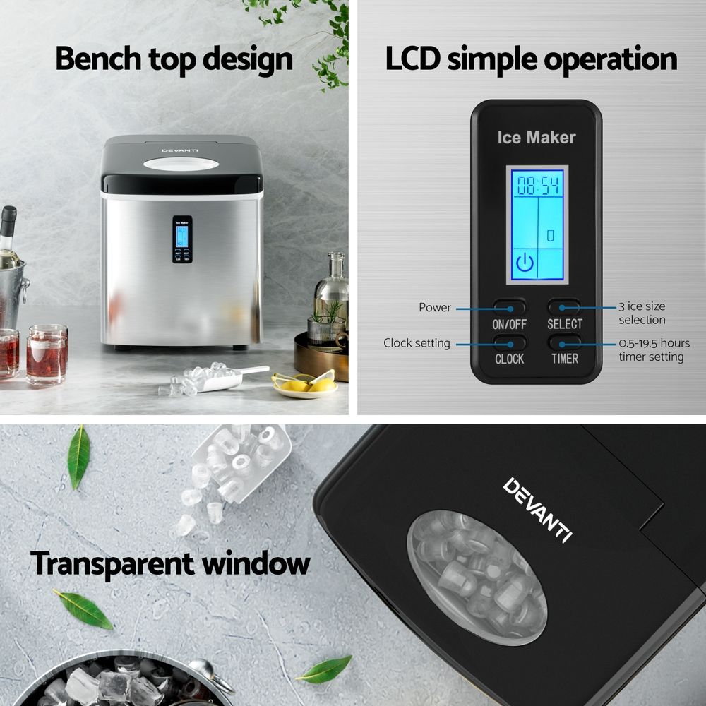 Portable Ice Cube Maker 3.2L, Stainless Steel