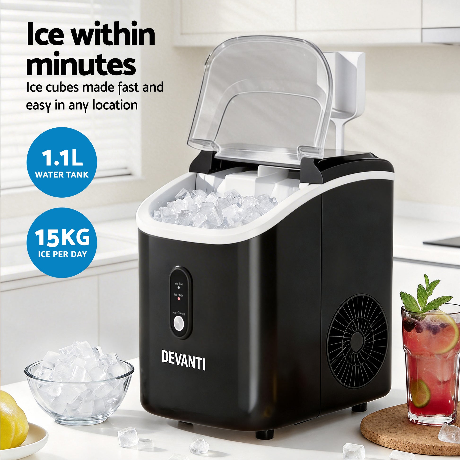 15kg ice maker machine with bar countertop nugget cube