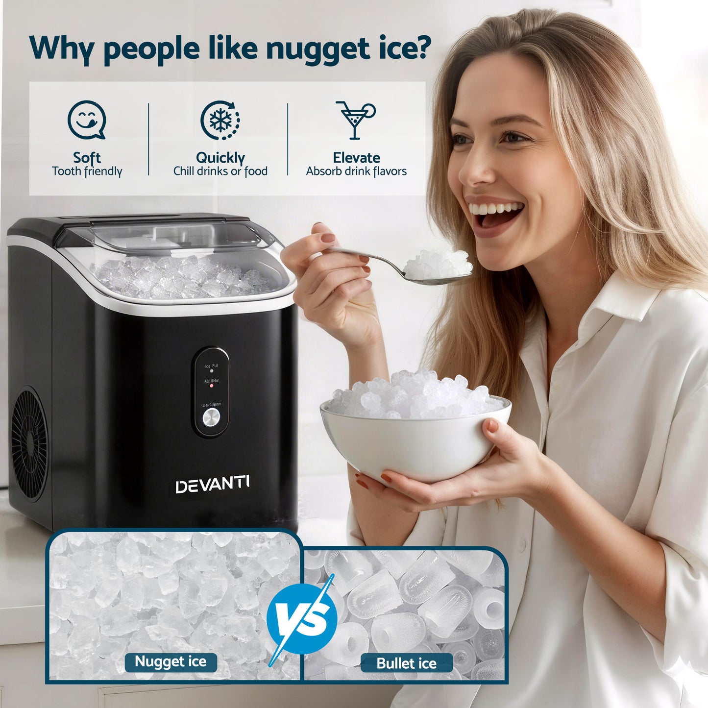 15kg ice maker machine with nugget cube bar countertop