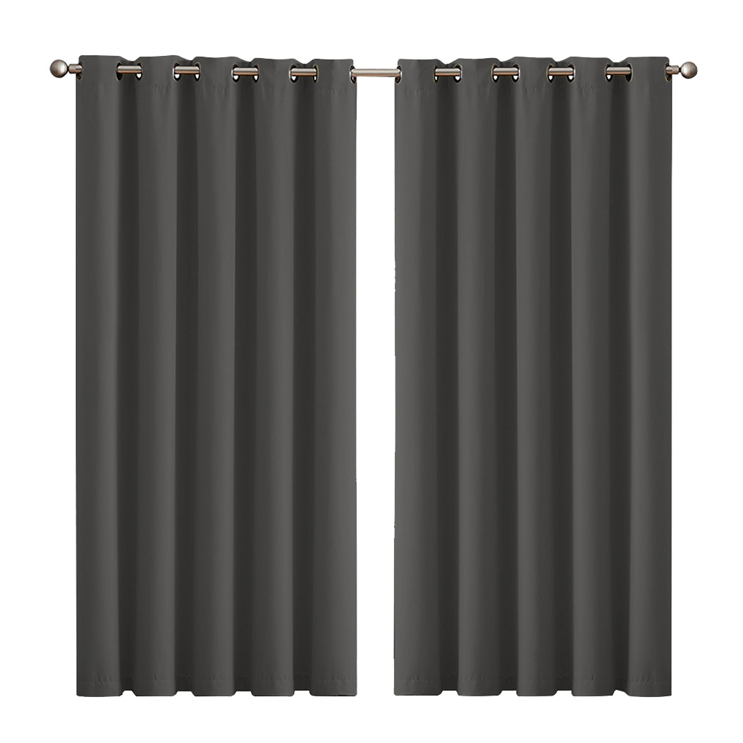 2x Blockout Curtains Panels 3 Layers Charcoal