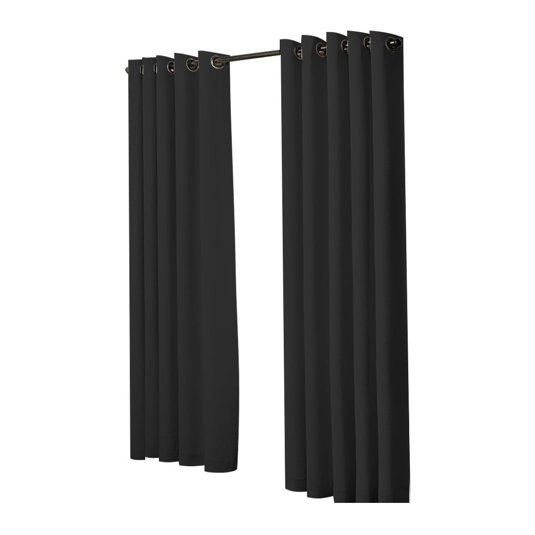 2x Blockout Curtains Panels 3 Layers Black