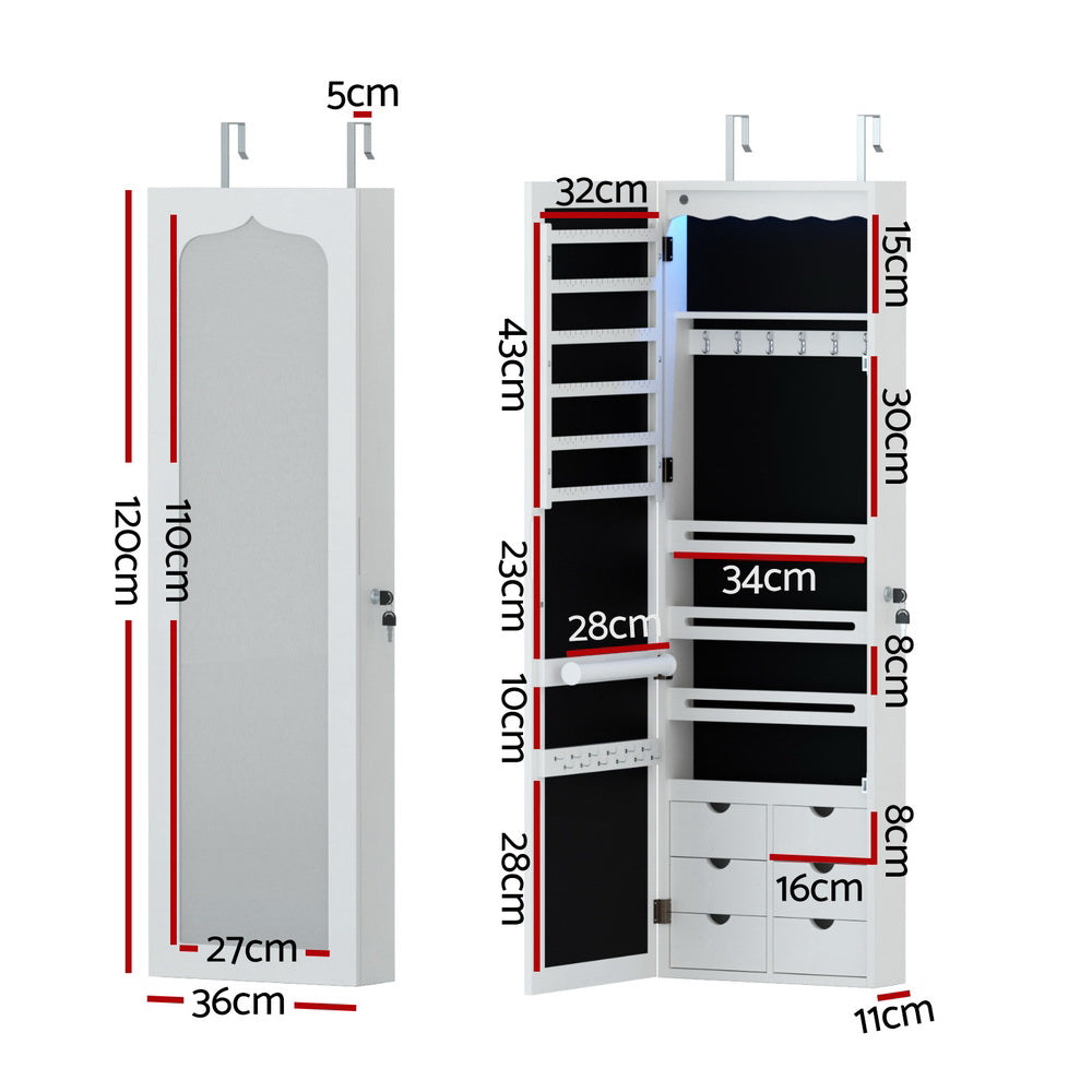 Jewellery Cabinet LED Mirror Lockable