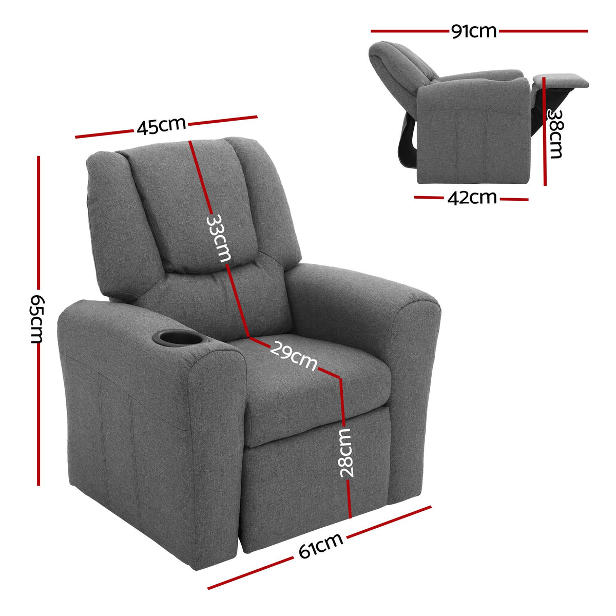 Kids Recliner Chair Linen Soft Sofa
