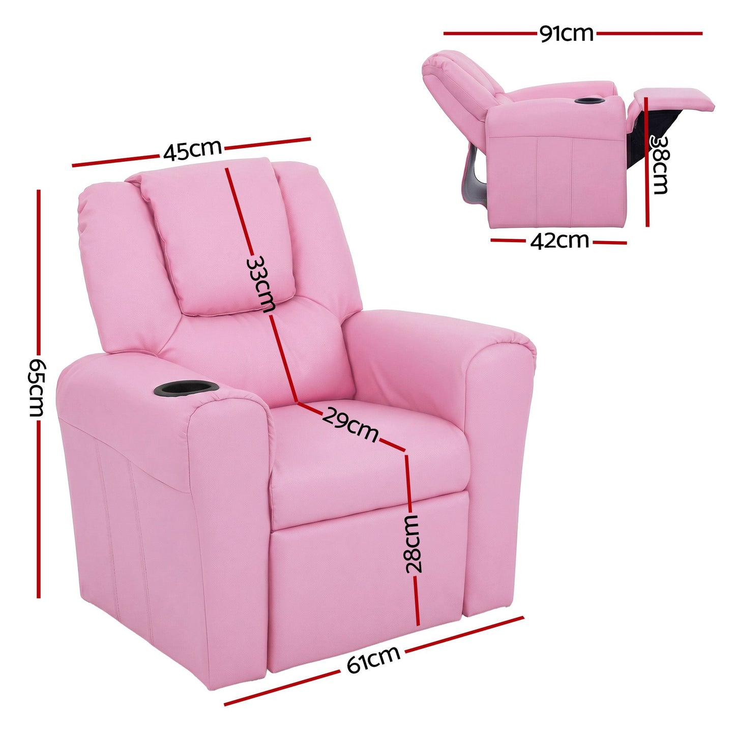 Kids Recliner Chair PU Leather Sofa Lounge Couch