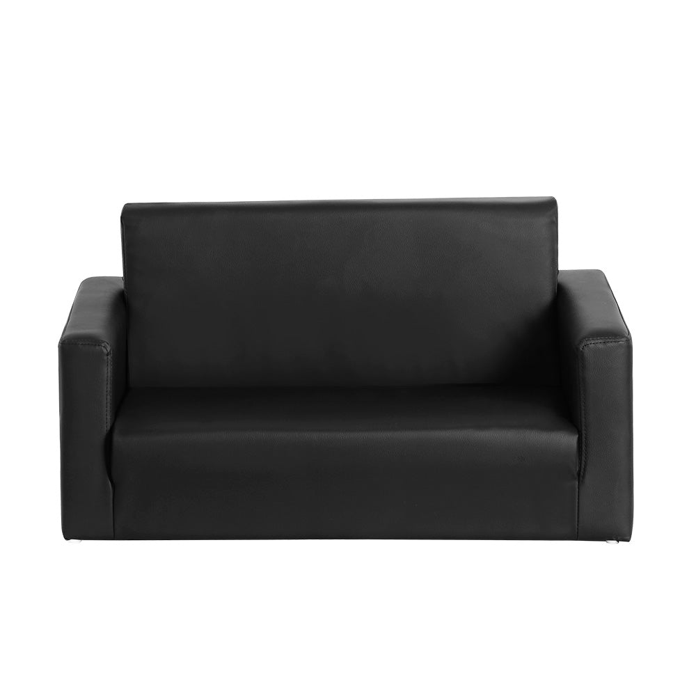 Kids Sofa 2 Seater Chair Flip Open Couch Armchair - Black