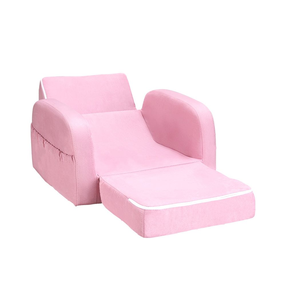 Keezi Kids Sofa 1 Seater Children Flip Open Couch Lounger Armchair Soft Pink